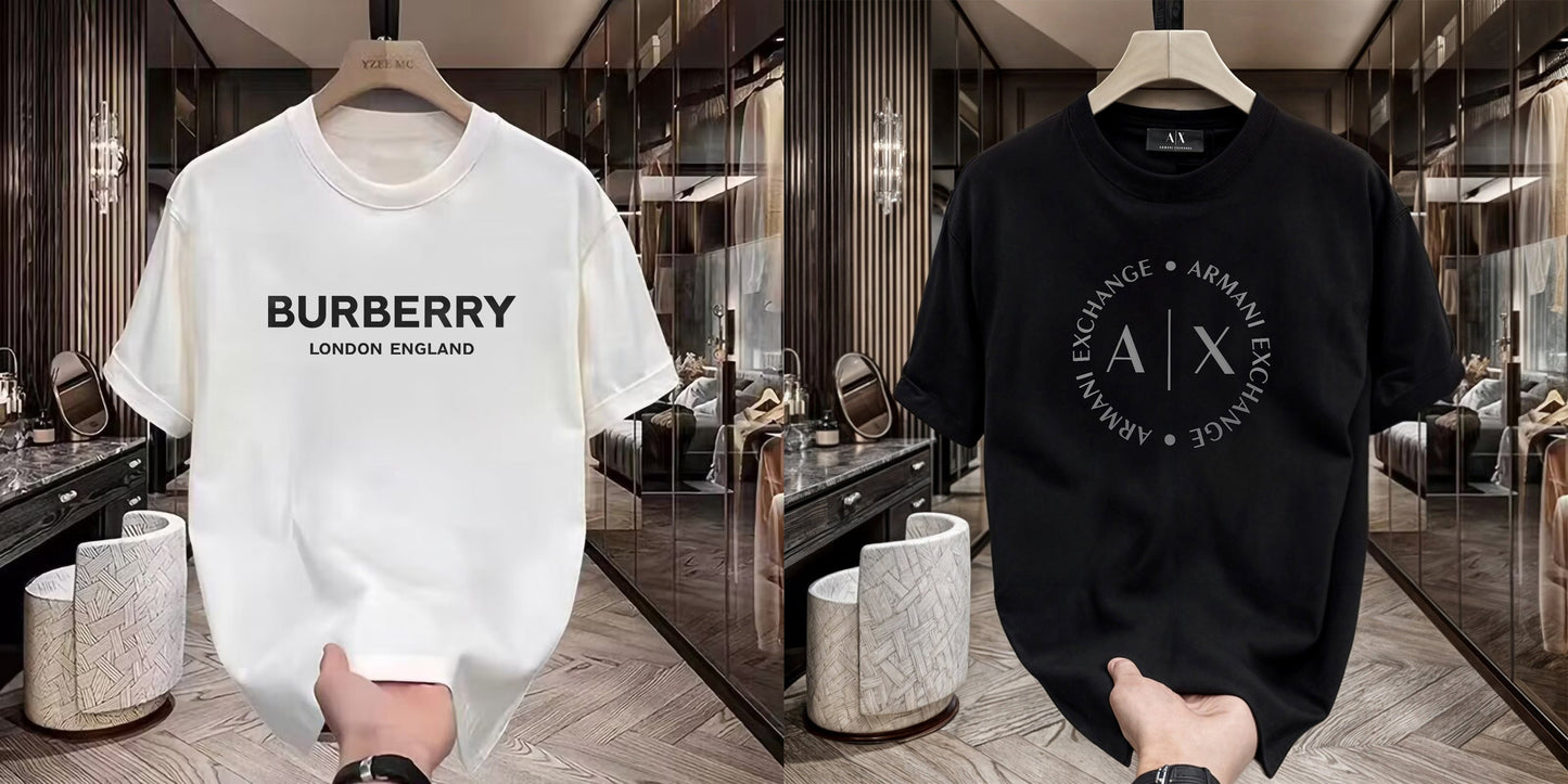 Men's Premium Selling T-Shirt (BD-BURBERRY LE + Armani Round)
