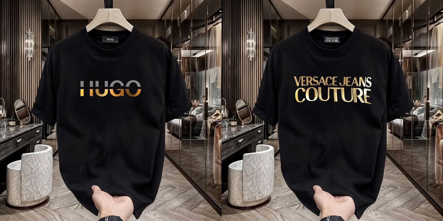 Men's Premium Selling T-shirt (BD-HUGO GOLD+Versace)