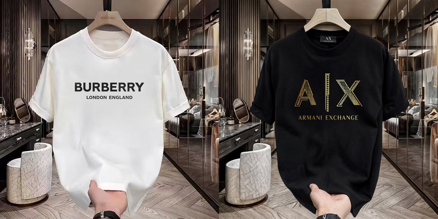 Men's Premium Selling T-Shirt (BD-BURBERRY LE +AX Gold)