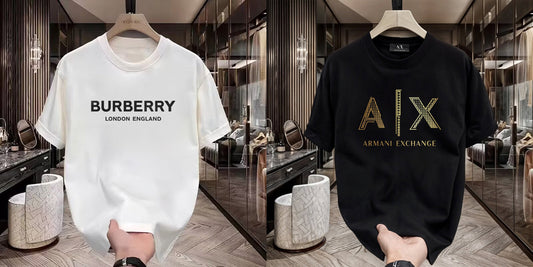 Men's Premium Selling T-Shirt (BD-BURBERRY LE +AX Gold)