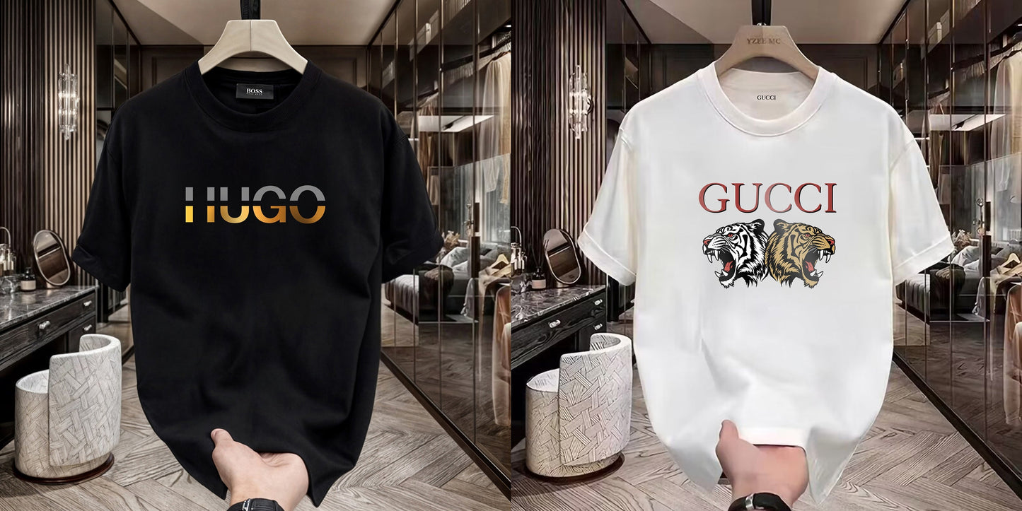 Men's Premium Selling T-Shirts (BD-HUGO GOLD+Gucci Tiger)