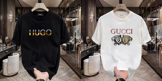 Men's Premium Selling T-Shirts (BD-HUGO GOLD+Gucci Tiger)