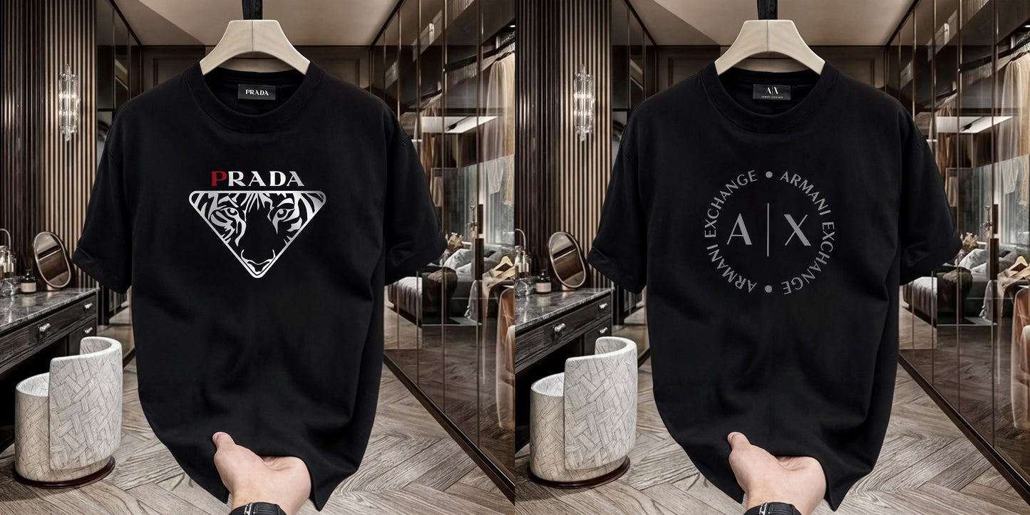 Men's Premium Selling T-shirt (BD-PRADA+ARMANI ROUND)