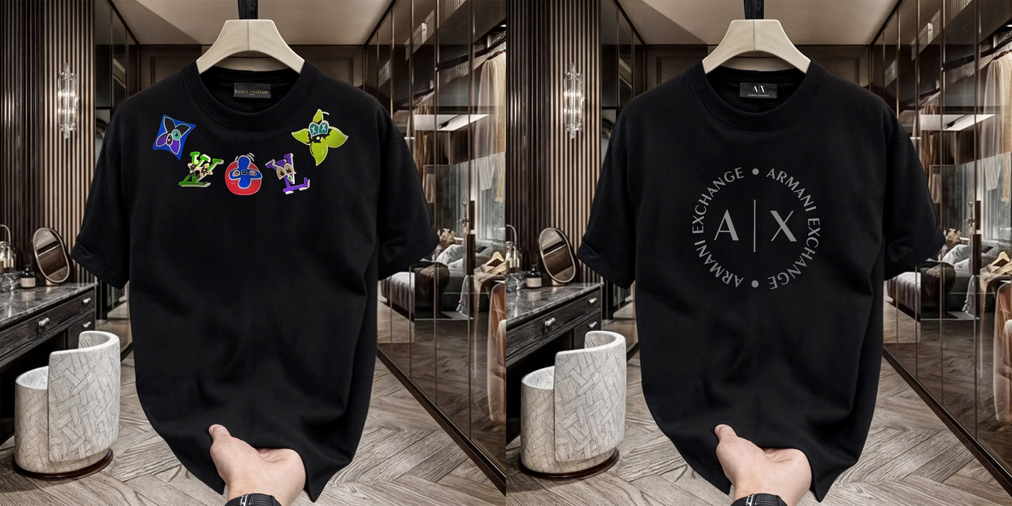 Men's Premium Selling T-Shirt (BD-LV Multi + Armani Round)