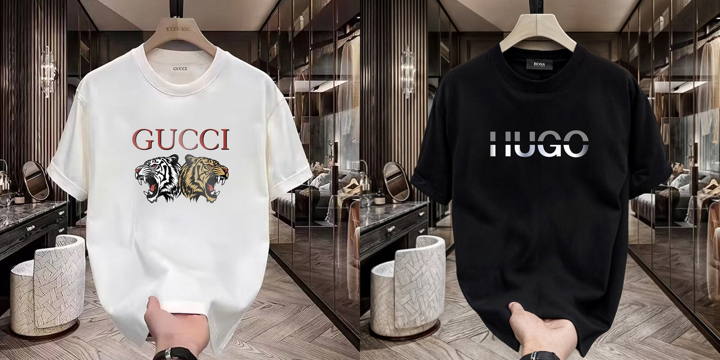 Men's Premium Selling T-Shirts (BD-GUCCI TIGER+HUGO SILVER)