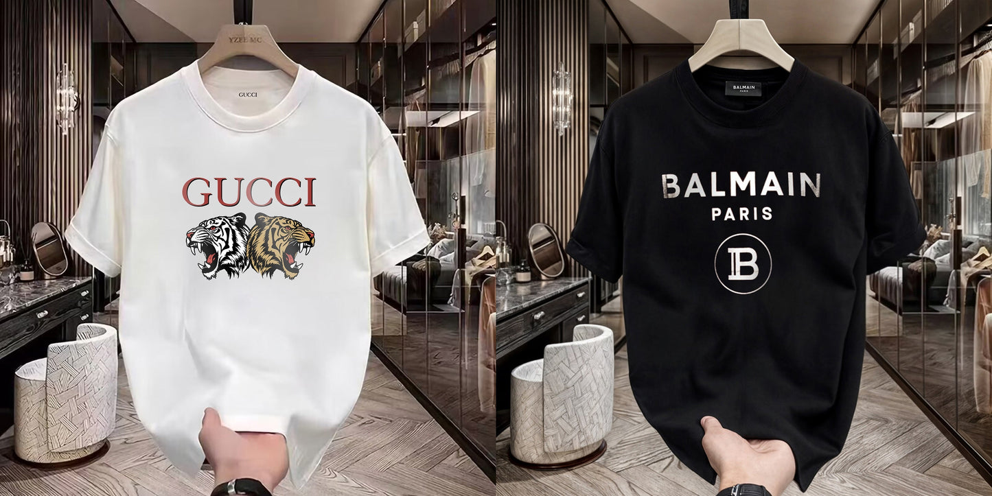 Men's Premium Selling T-Shirts (BD-GUCCI TIGER+BALMAIN SILVER)