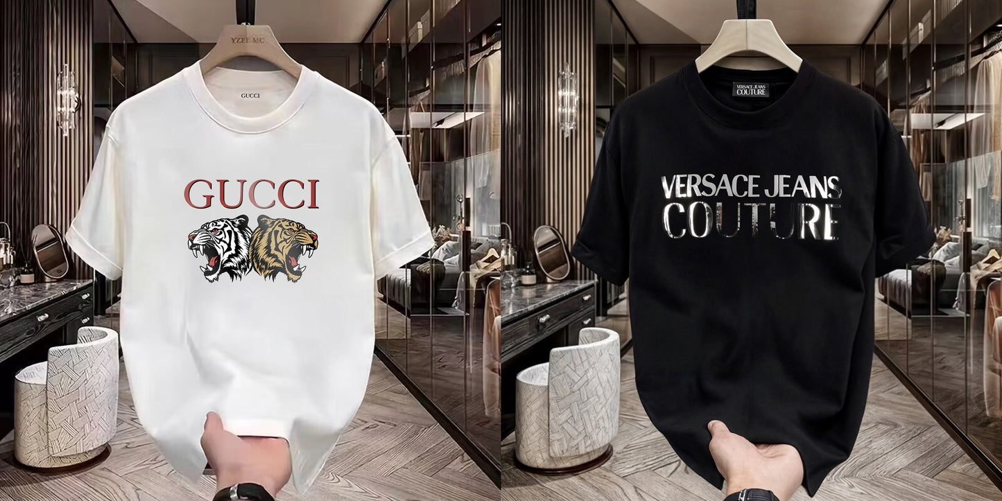 Men's Premium Selling T-Shirts (BD-GUCCI TIGER+VERSACE SILVER)
