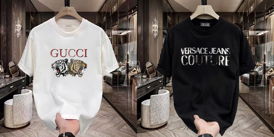 Men's Premium Selling T-Shirts (BD-GUCCI TIGER+VERSACE SILVER)