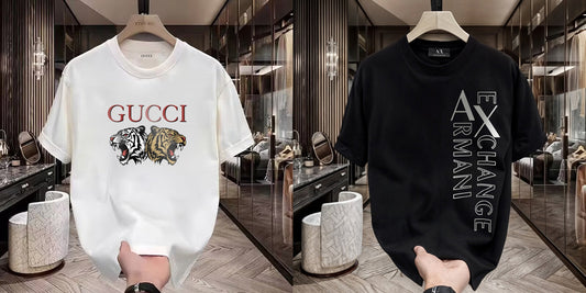 Men's Premium Selling T-Shirts (BD-GUCCI TIGER+ARMANI EXCHANGE SILVER)