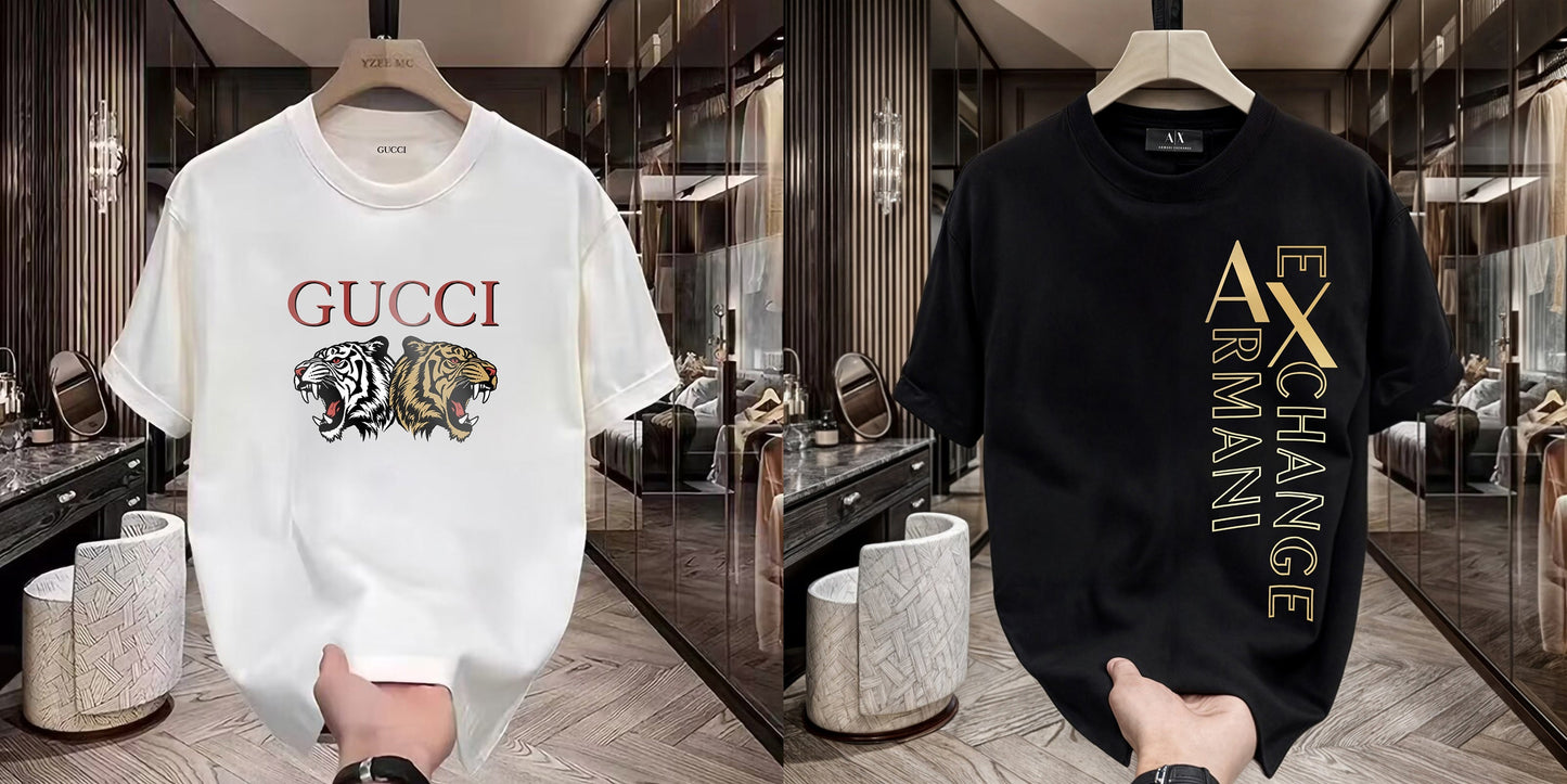Men's Premium Selling T-Shirts (BD-GUCCI TIGER+ARMANI EXCHANGE)