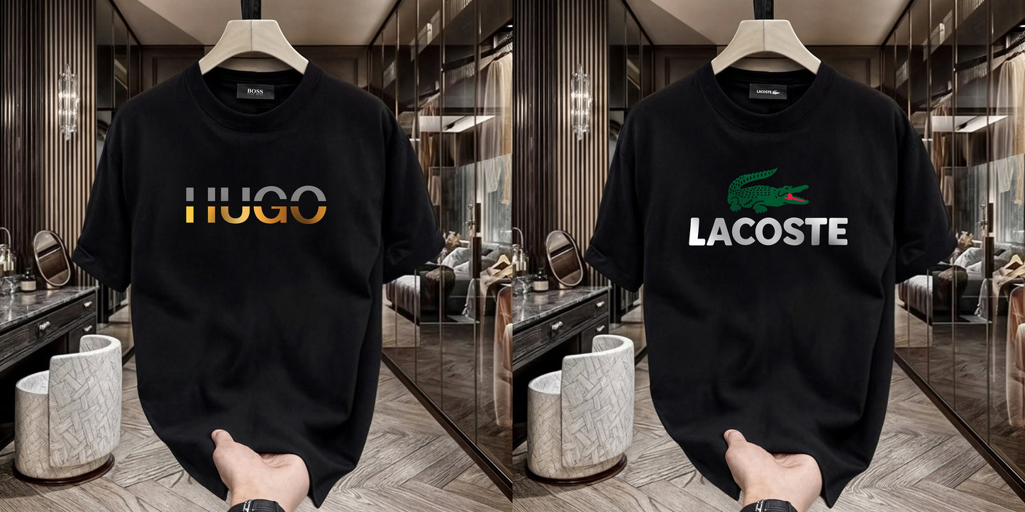 Men's Premium Selling T-Shirts (BD-HUGO GOLD+Lacoste)