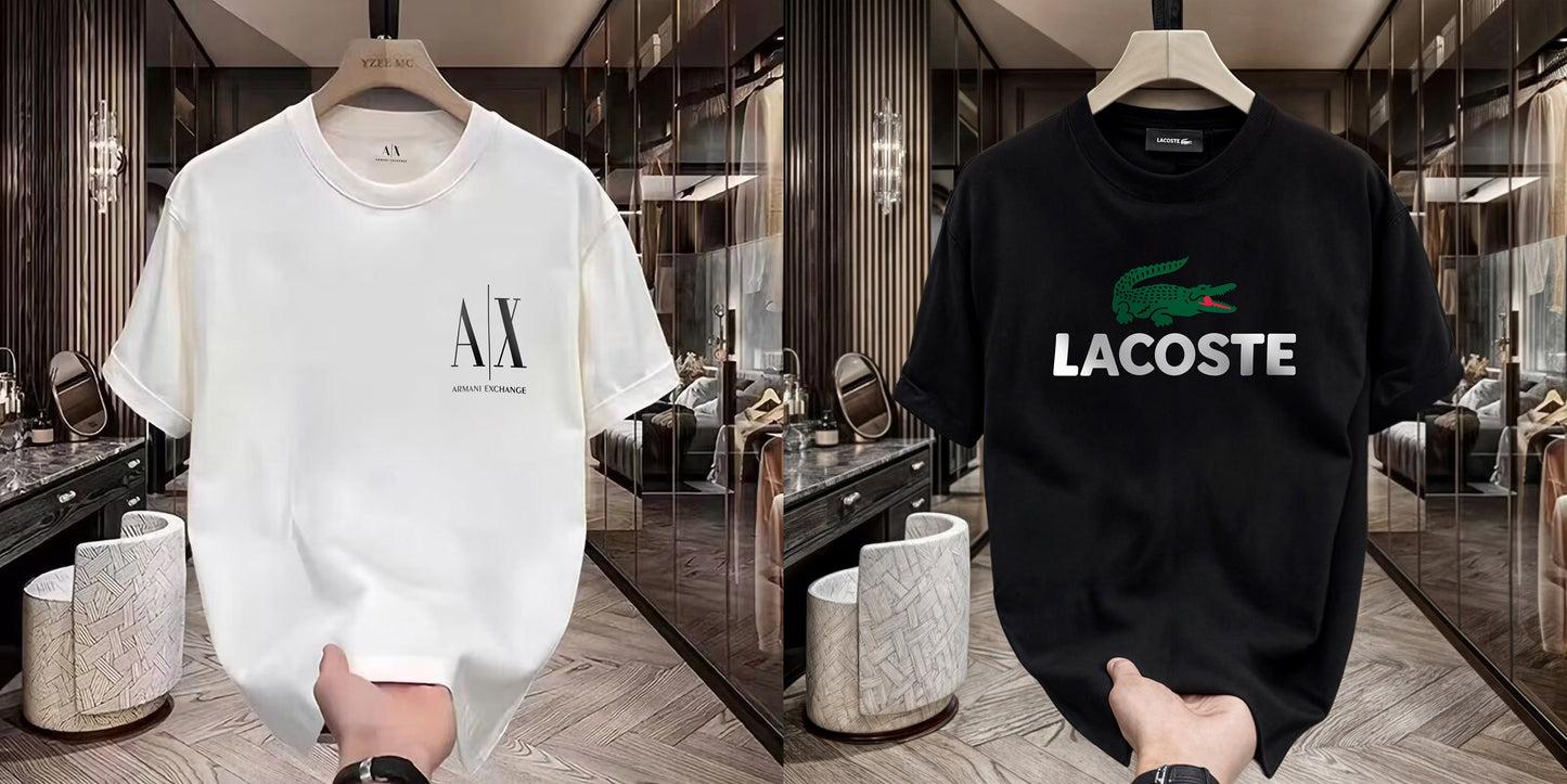 Men's Premium Selling T-Shirts (BD-SMALL AX BLACK+LACOSTE)