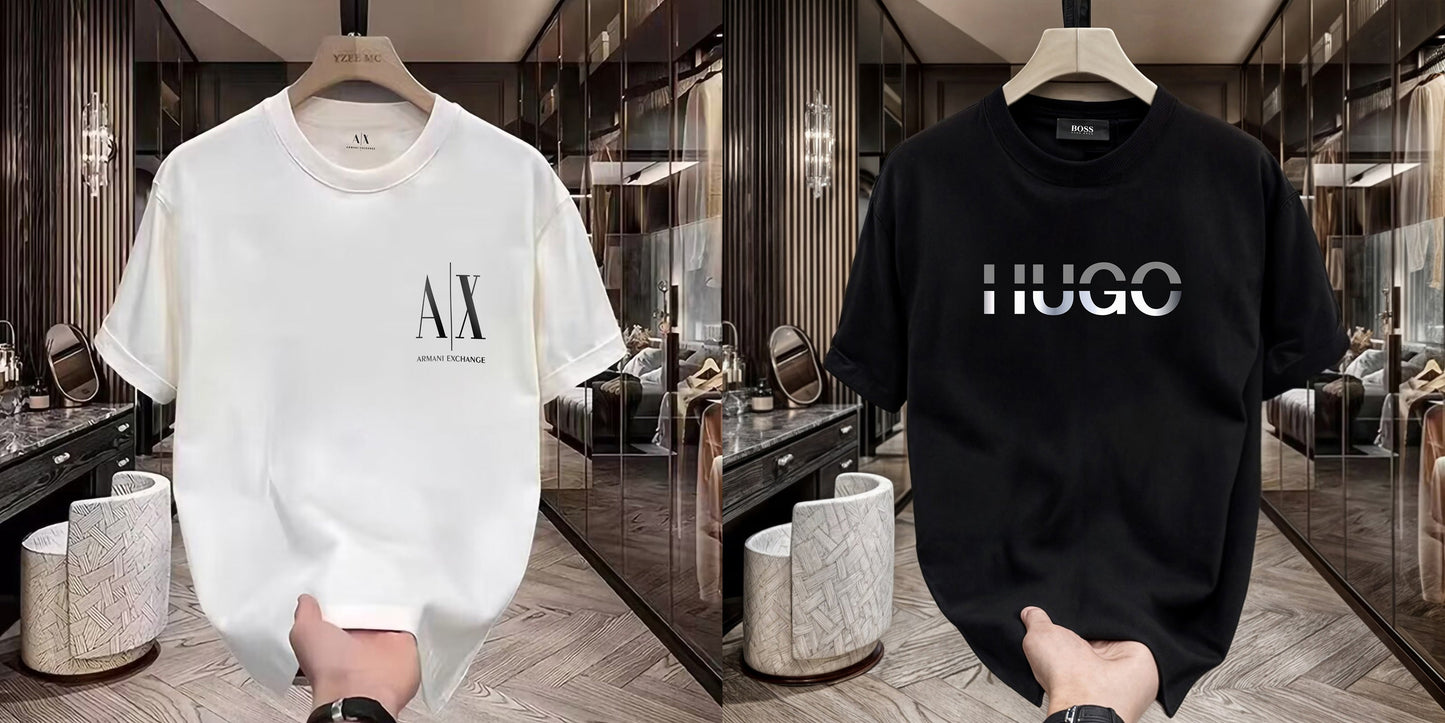 Men's Premium Selling T-Shirts (BD-SMALL AX BLACK+HUGO SILVER)