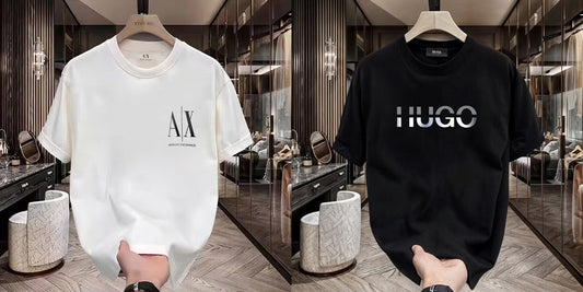 Men's Premium Selling T-Shirts (BD-SMALL AX BLACK+HUGO SILVER)
