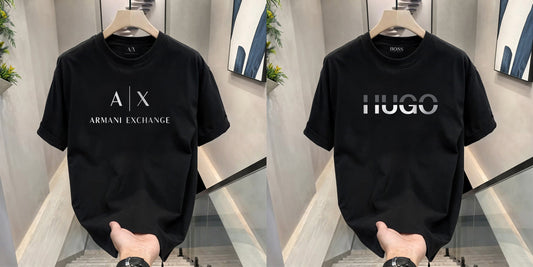 Men's Premium Selling T-Shirts (BD-AX White+ Hugo Silver)