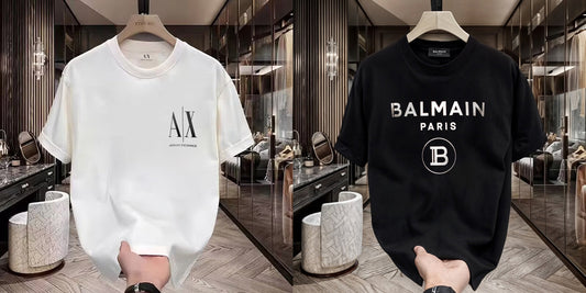 Men's Premium Selling T-Shirts (BD-SMALL AX BLACK+BALMAIN SILVER)