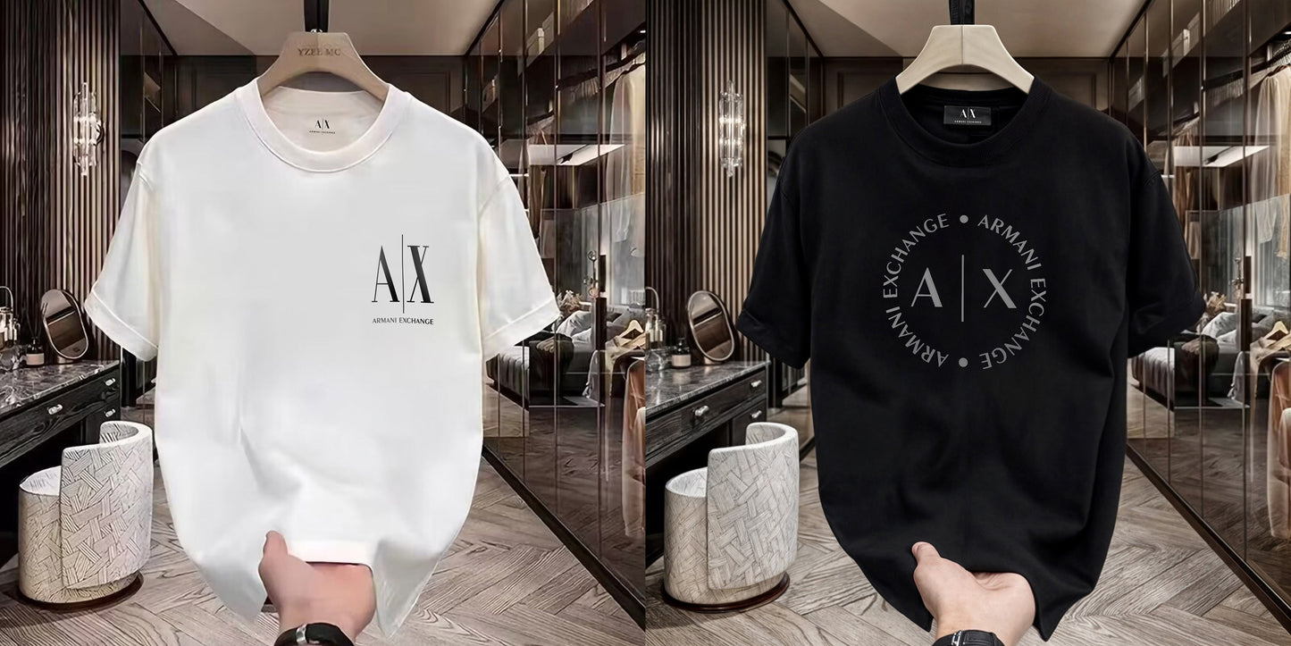 Men's Premium Selling T-Shirts (BD-SMALL AX BLACK+ARMANI ROUND)
