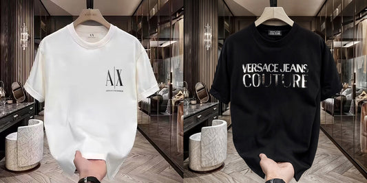Men's Premium Selling T-Shirts (BD-SMALL AX BLACK+VERSACE SILVER)