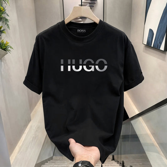 Men's Premium Selling T-Shirts (BD-AX White+ Hugo Silver)