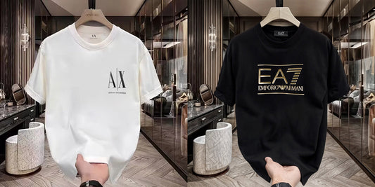 Men's Premium Selling T-Shirts (BD-SMALL AX BLACK+EA7)