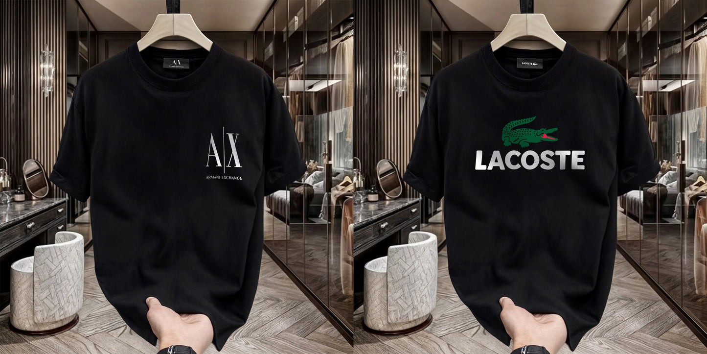 Men's Premium Selling T-Shirts (BD-SMALL AX WHITE+LACOSTE)