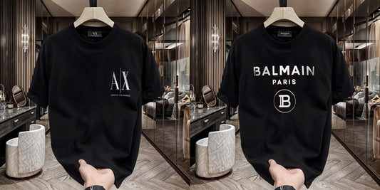 Men's Premium Selling T-Shirts (BD-SMALL AX WHITE+BALMAIN SILVER)