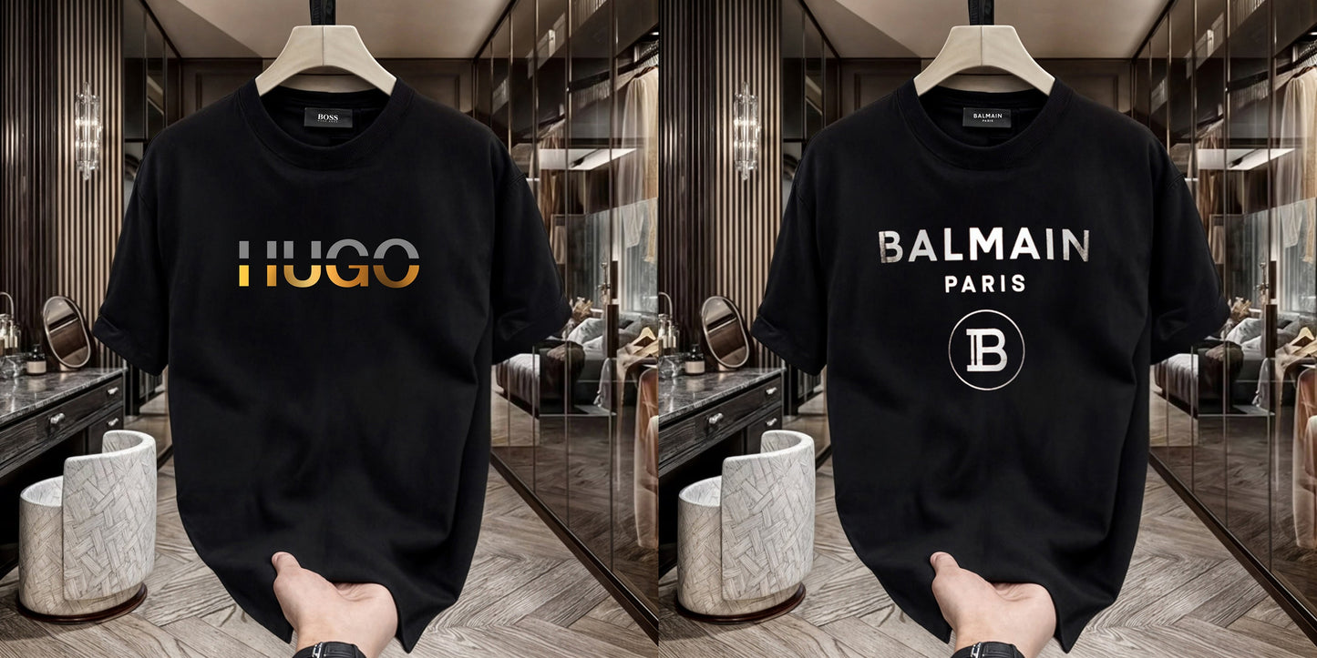 Men's Premium Selling T-Shirts (BD-HUGO GOLD+Balmain Silver)