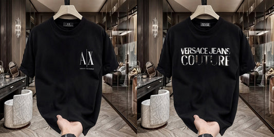 Men's Premium Selling T-Shirts (BD-SMALL AX WHITE+VERSACE SILVER)