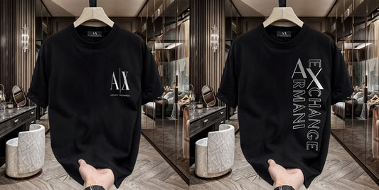 Men's Premium Selling T-Shirts (BD-SMALL AX WHITE+ARMANI EXCHANGE SILVER)