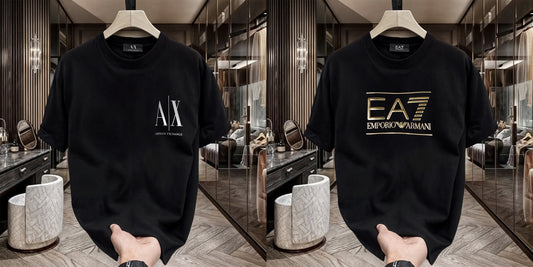 Men's Premium Selling T-Shirts (BD-SMALL AX WHITE+EA7)