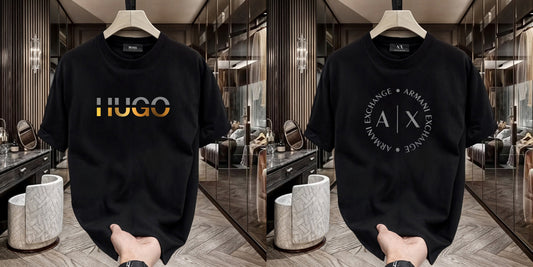 Men's Premium Selling T-Shirts (BD-HUGO GOLD+Armani Round)