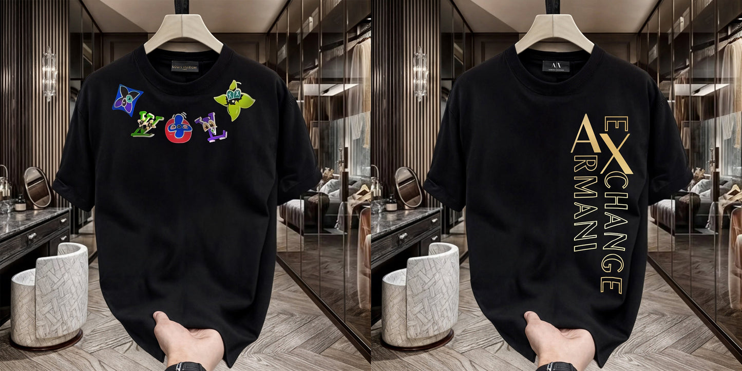 Men's Premium Selling T-Shirt (BD-LV Multi +Armani Exchange)