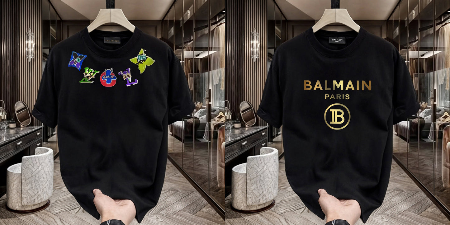 Men's Premium Selling T-Shirt (BD-LV Multi +Balmain Gold)