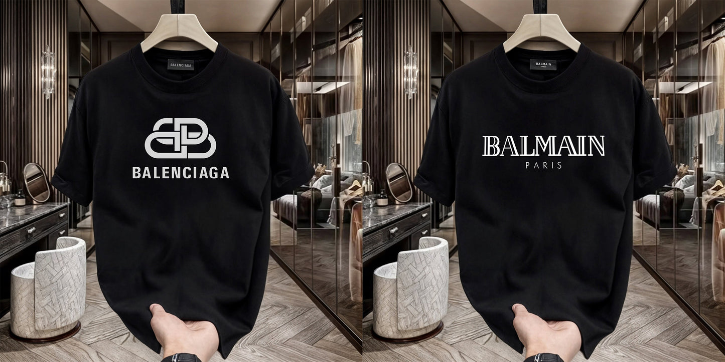 Men's Premium Selling T-Shirt (BD-Balenciaga New +Balmain White)