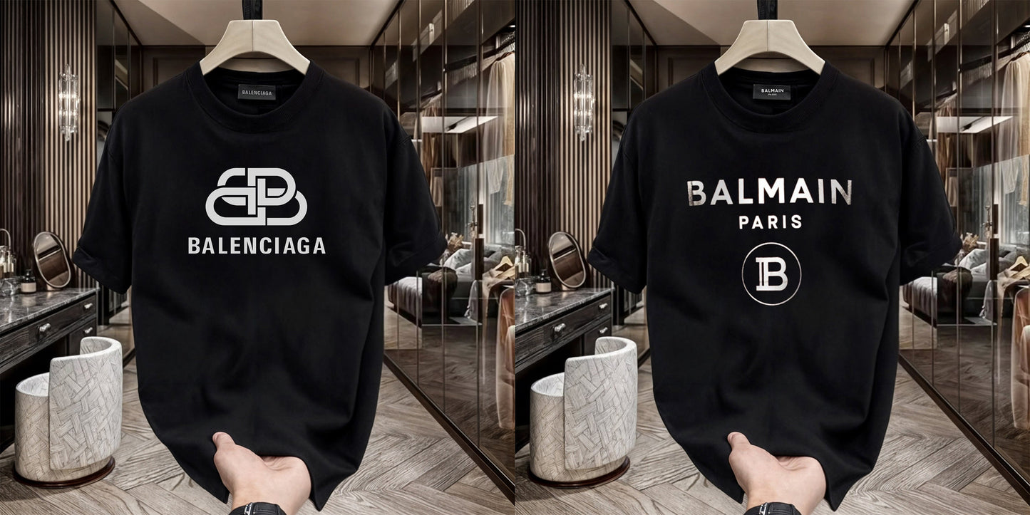 Men's Premium Selling T-Shirt (BD-Balenciaga New +Balmain Silver)