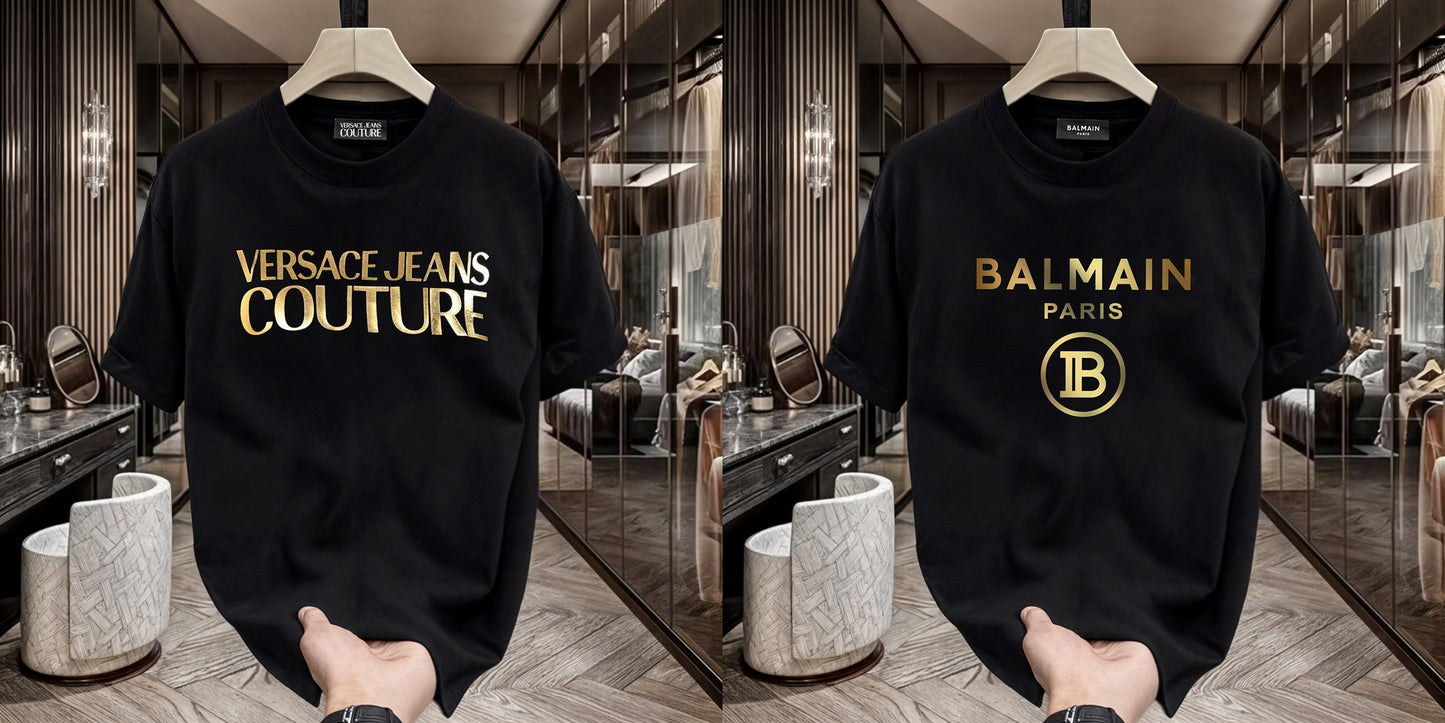 Men's Premium Selling T-Shirts (BD-Versace+ Balmain Gold)