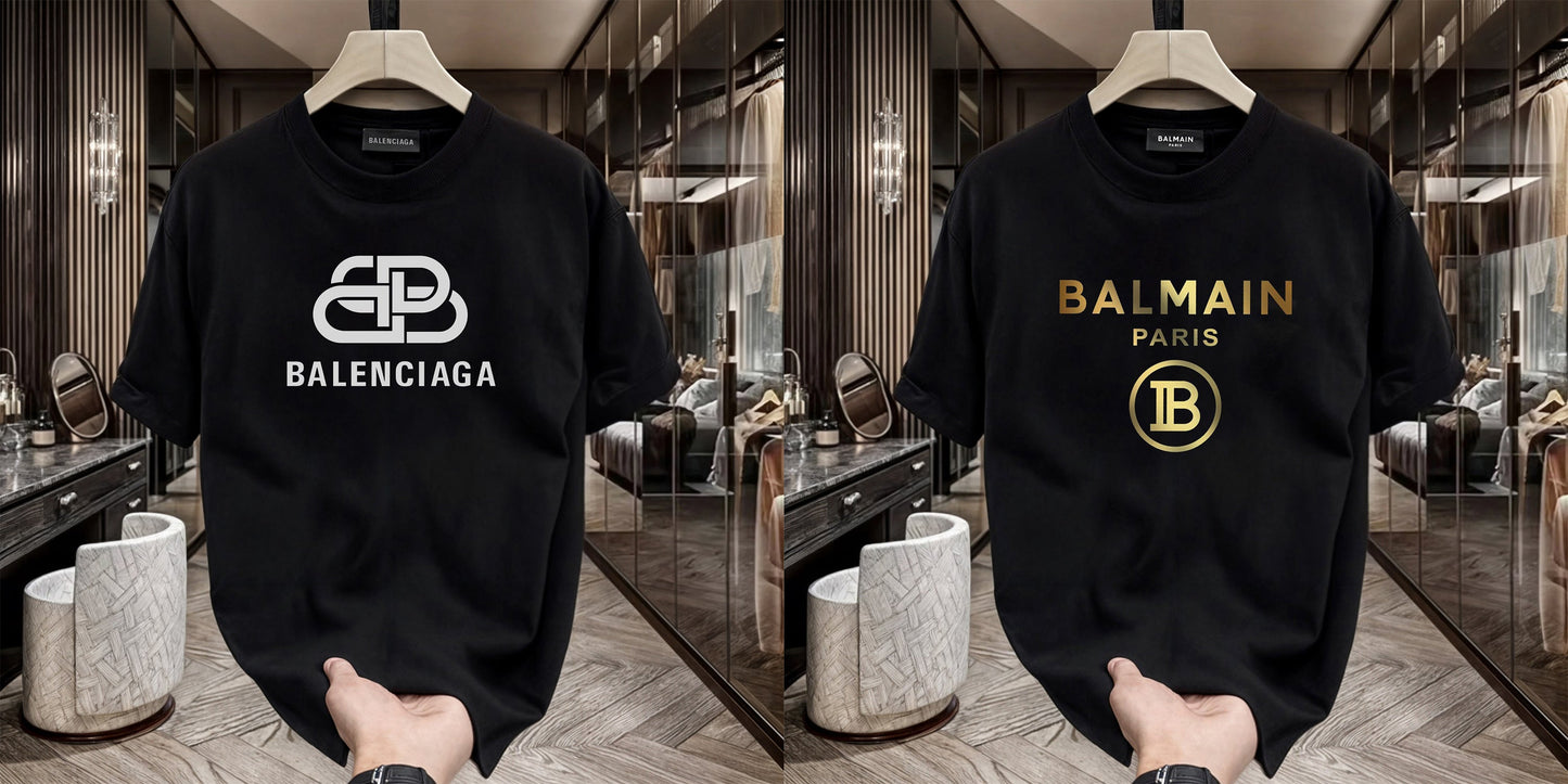 Men's Premium Selling T-Shirt (BD-Balenciaga New +Balmain Gold)
