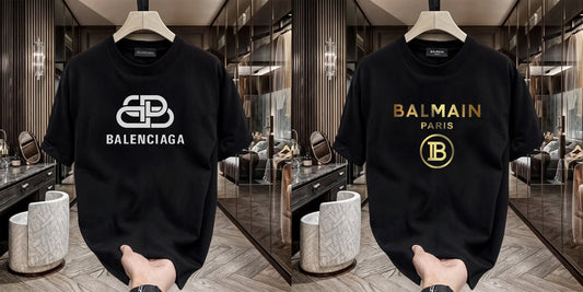 Men's Premium Selling T-Shirt (BD-Balenciaga New +Balmain Gold)