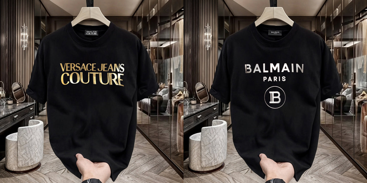 Men's Premium Selling T-Shirts (BD-Versace+ Balmain Silver)