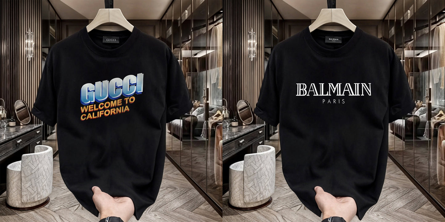 Men's Premium Selling T-Shirt (BD-Gucci California +Balmain White)