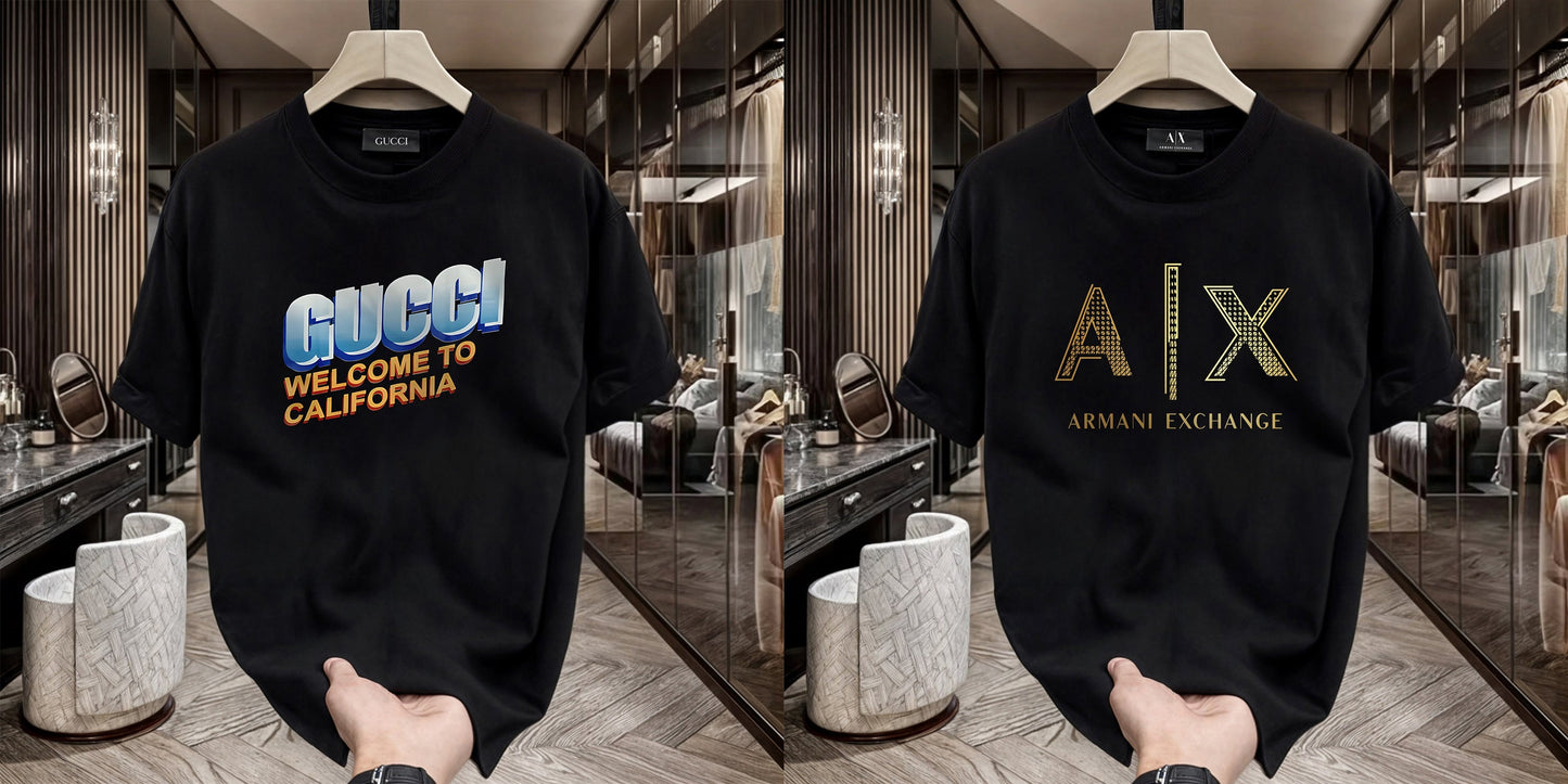 Men's Premium Selling T-Shirt (BD-Gucci California +AX Gold)