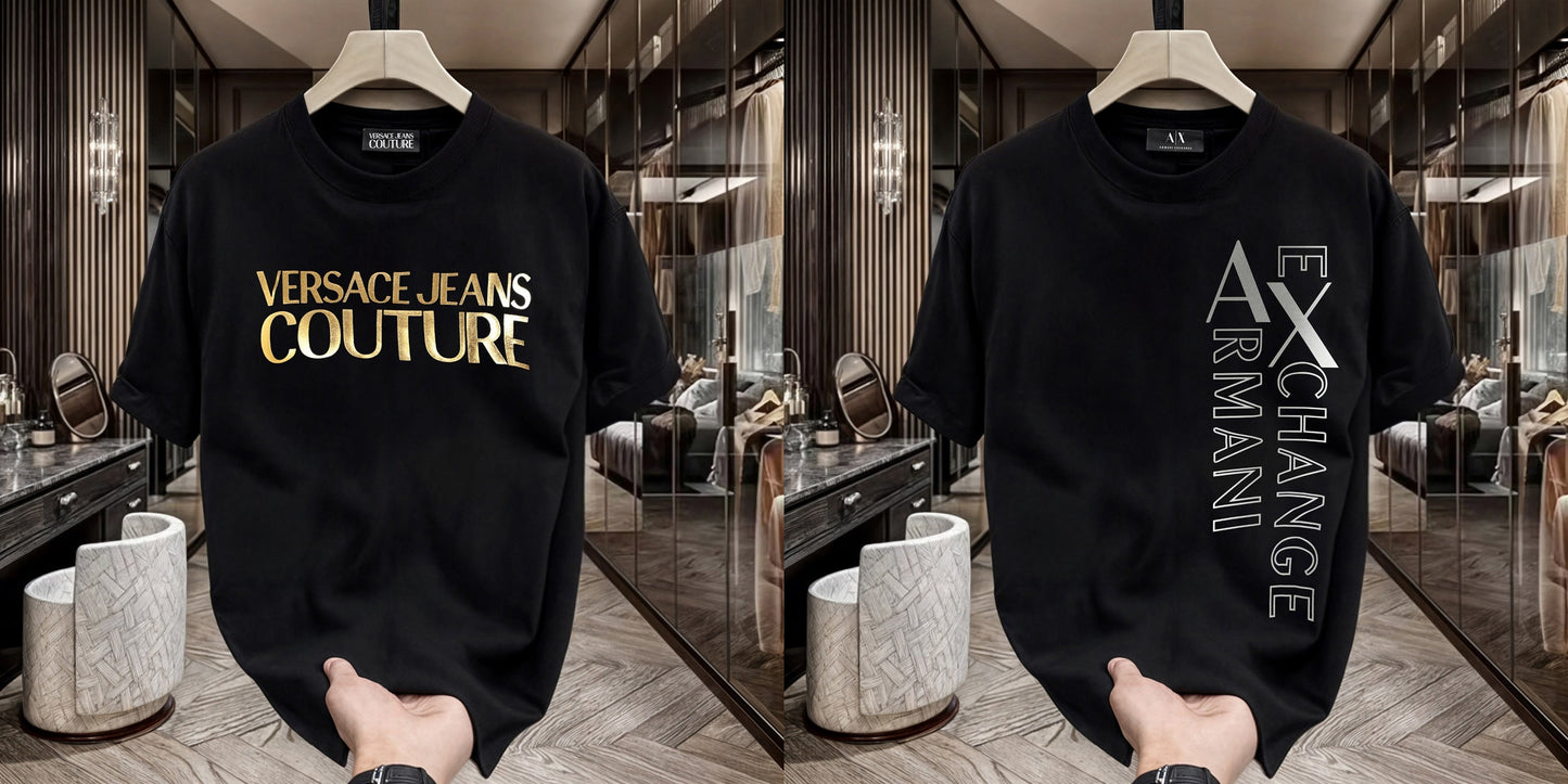 Men's Premium Selling T-Shirts (BD-Versace+ Armani Exchange Silver)