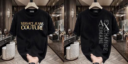 Men's Premium Selling T-Shirts (BD-Versace+ Armani Exchange Silver)