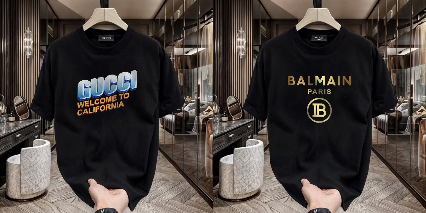 Men's Premium Selling T-Shirt (BD-Gucci California +Balmain Gold)