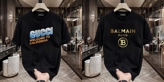 Men's Premium Selling T-Shirt (BD-Gucci California +Balmain Gold)