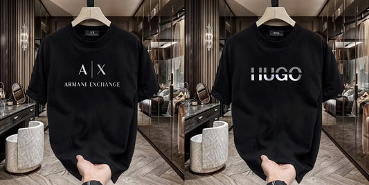 Men's Premium Selling T-Shirts (BD-AX WHITE+HUGO SILVER)