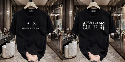 Men's Premium Selling T-Shirts (BD-AX WHITE+VERSACE SILVER)
