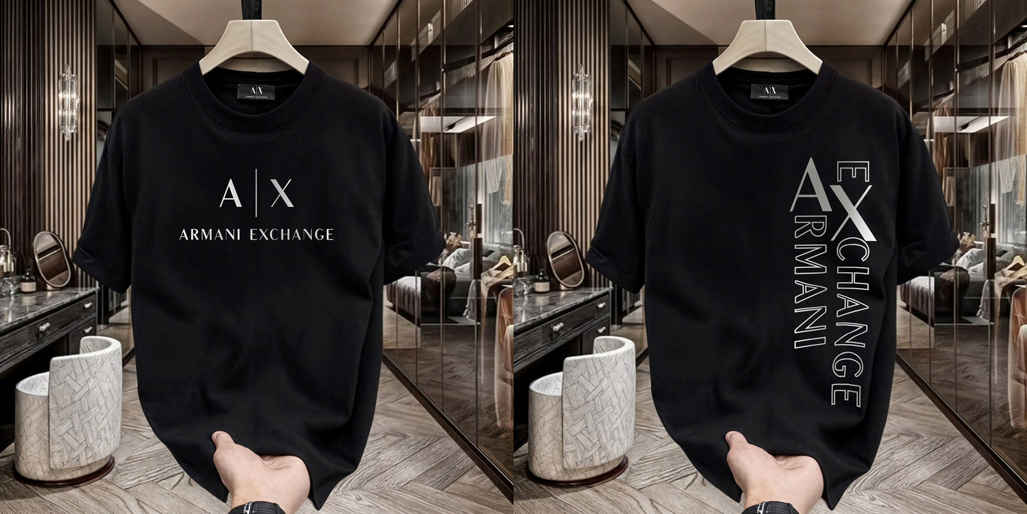 Men's Premium Selling T-Shirts (BD-AX WHITE+ARMANI EXCHANGE SILVER)