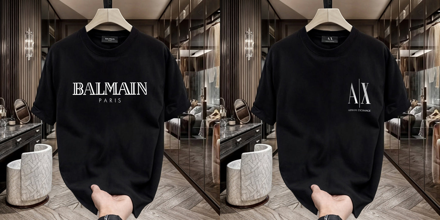 Men's Premium Selling T-Shirts (BD-BALMAIN WHITE+SMALL AX WHITE)