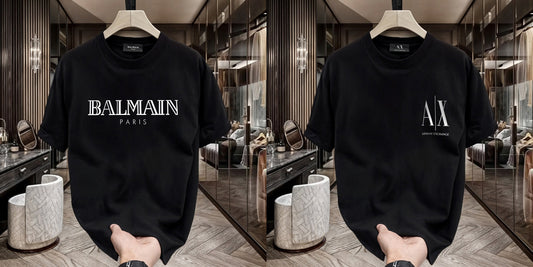 Men's Premium Selling T-Shirts (BD-BALMAIN WHITE+SMALL AX WHITE)